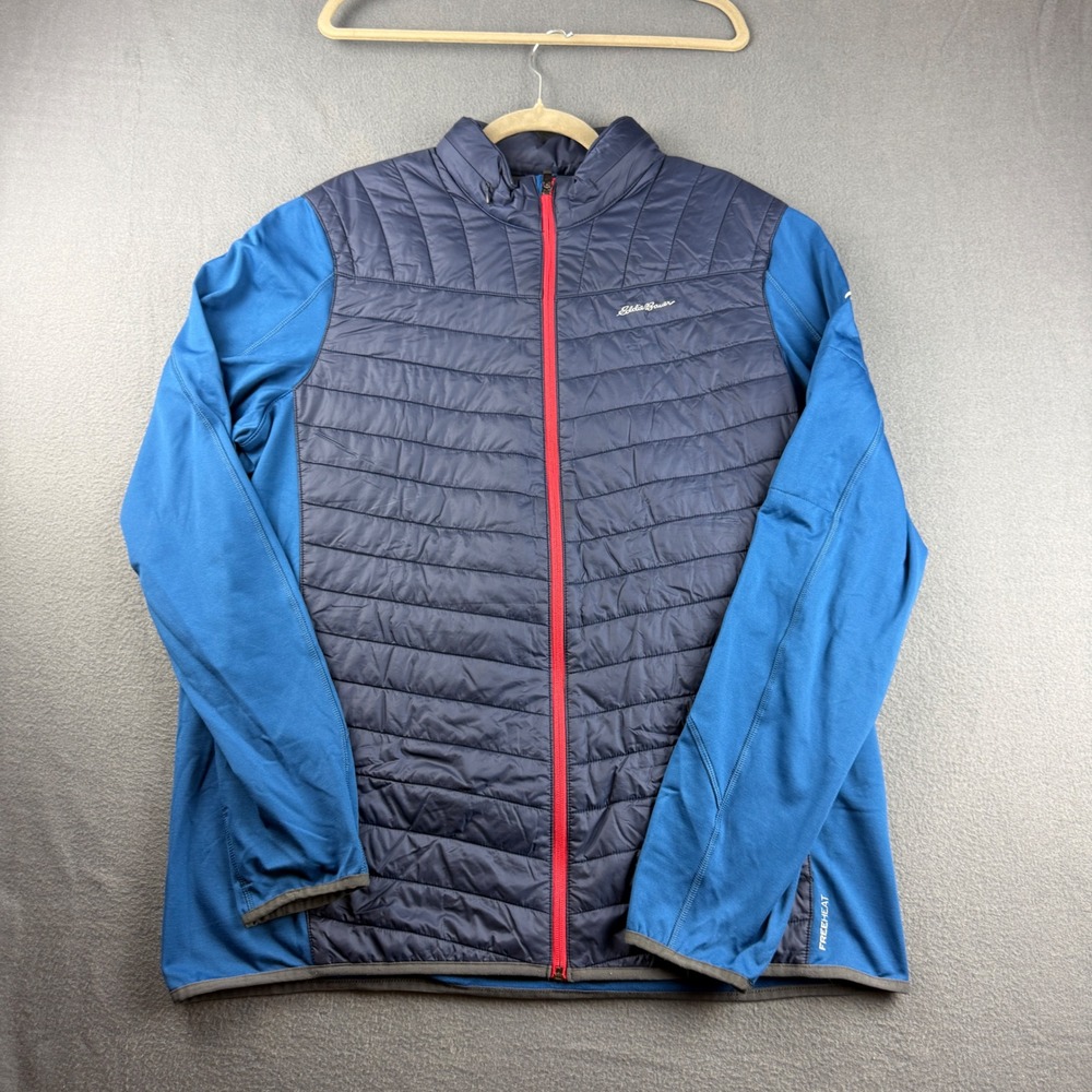 Eddie Bauer Jacket Men's TXL Blue Primaloft FreeHeat Quilted Hybrid Full Zip